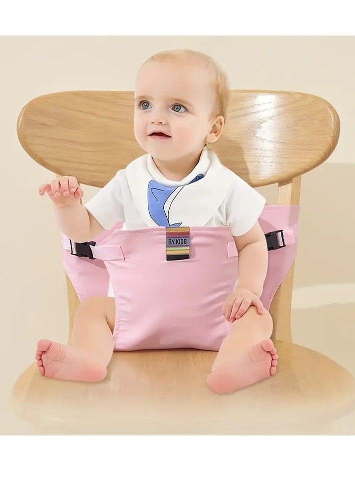 Adjustable Baby Dining Chair Safety Belt - Portable High Chair Harness for Babies & Toddlers, Lead-Free Polyester Material, Secure Cross Fixation Strap Pink Color