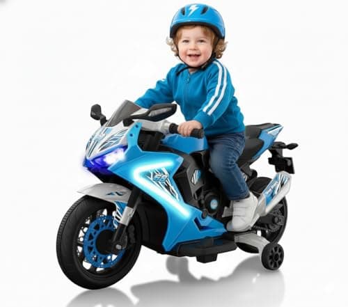 Kid Trax 6V Glow Electric Toddler Kids Motorcycle Toddler Bike IndoorOutdoor Toys Durable LED Headlights and Body Light Realistc Sounds Kids Ride On Toys Max Weight 65lbs Ages 3 Blue