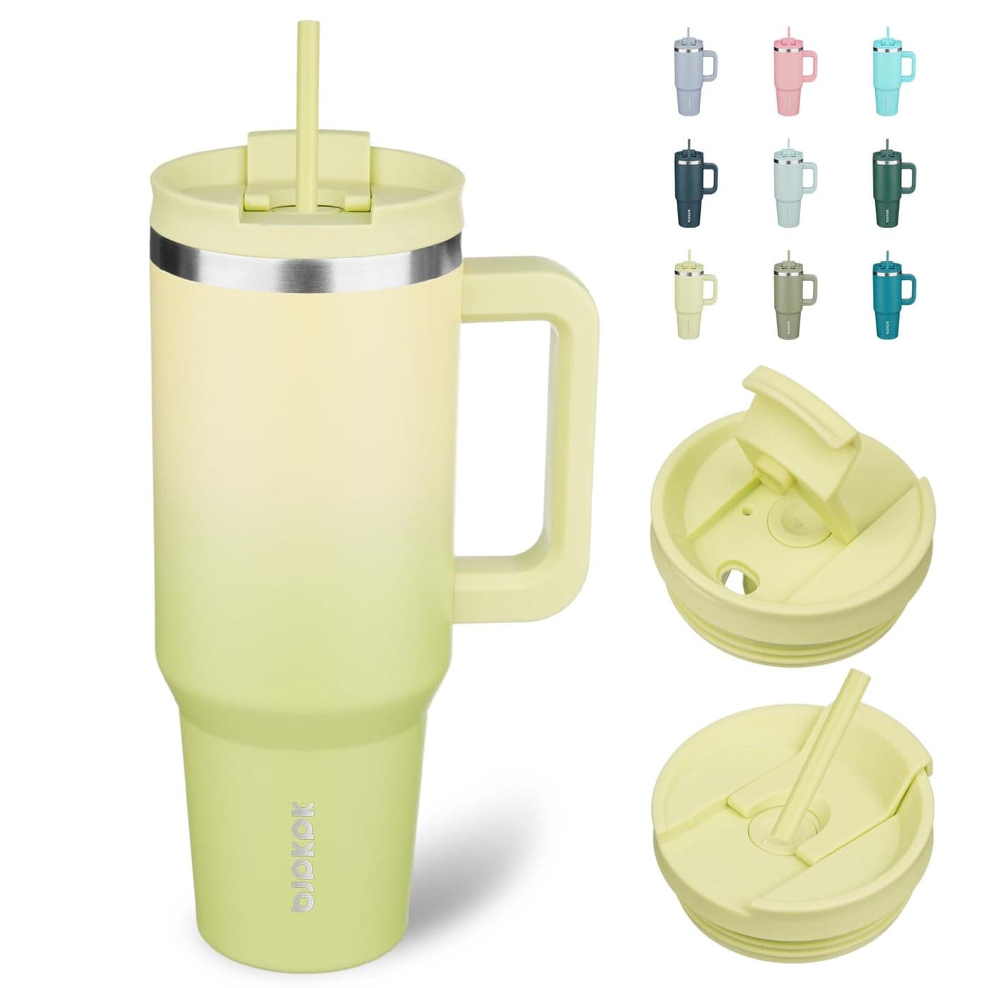 BJPKPK Tumbler With Handle And Straw 40oz Insulated Tumbler Cups With Lid Stainless Steel Travel Coffee MugLime