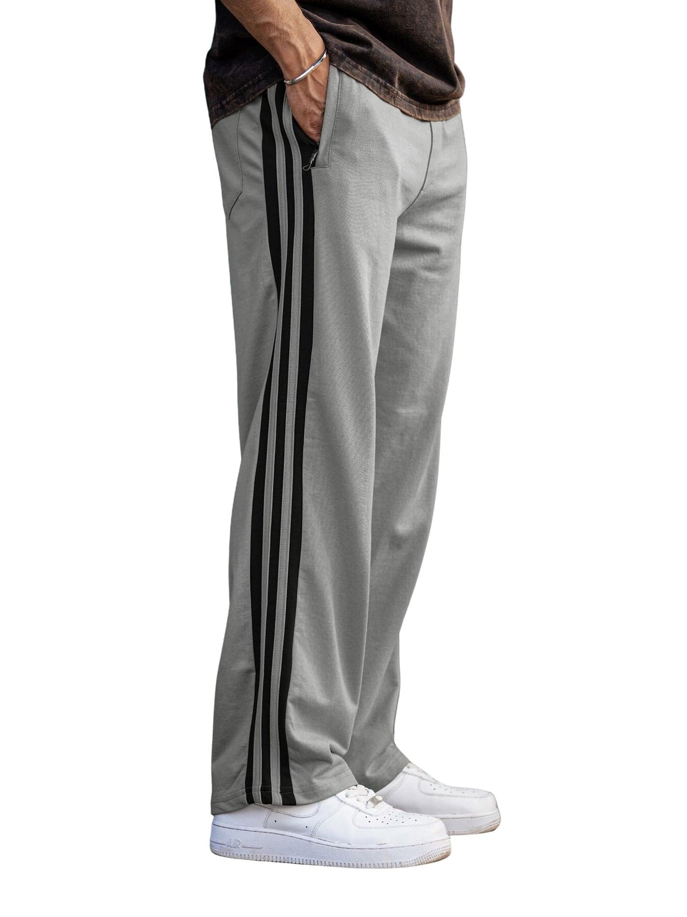 Maniac Mens Colorblock Silver Grey and Brown Color Baggy Fit Pant