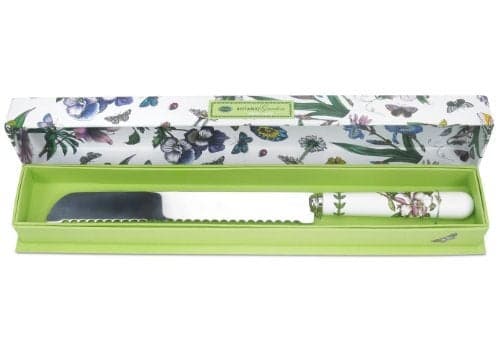 Portmeirion Botanic Garden 13.25" Bread Knife - Stainless Steel Blade with Porcelain Handle, Chip-Resistant Glaze, Floral Motif - Durable Tableware for Slicing Bread or Artisan Loaves