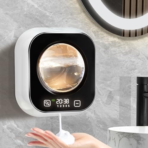 Automatic Soap Dispenser, 320ML Touchless Smart Hand Soap Dispenser, 5 Adjustable Soap Levels, Rechargeable Wall Mounted Electric Foam Soap Dispenser for Bathroom Kitchen Office (White)