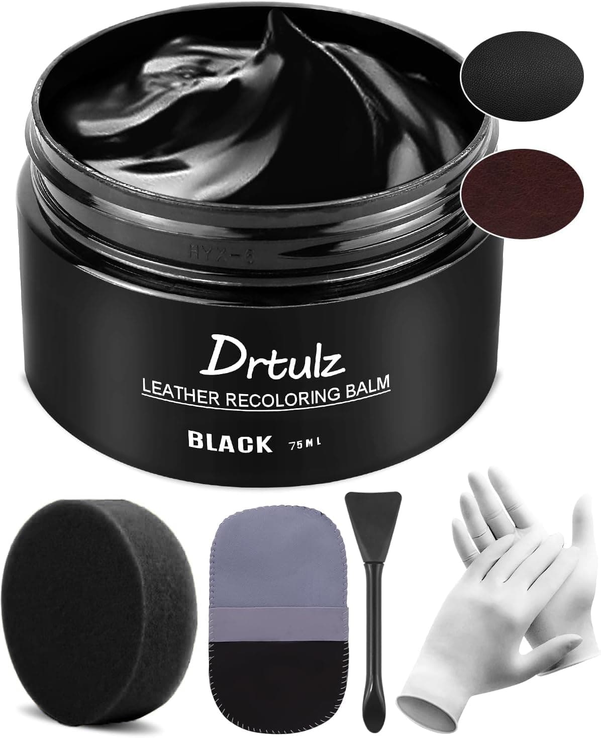 drtulz Black Leather Recoloring Balm Leather Color Restorer Conditioner Leather Repair Kits for Vinyl Furniture Sofa Car Seats Shoes Repair Leather Color on Faded Scratched Leather Couches
