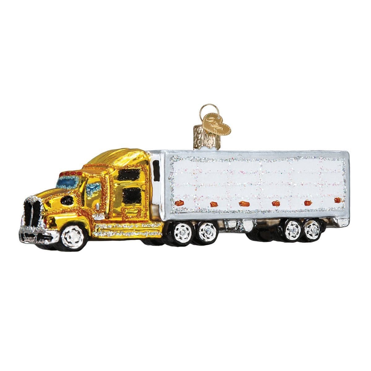 Old World Christmas Semi Truck Glass Blown Ornament for Christmas Tree Handcrafted Holiday Decoration Transportation Collection