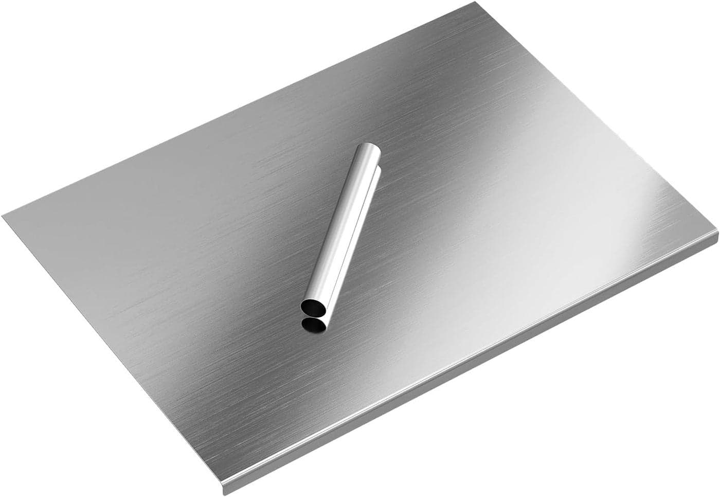 MOROVIK 304 Stainless Steel Chopping Board with Lip for Kitchen | Free Rollin Pin | Non Slip| Rust Proof | Easy to use| Round Edge| for Cutting Vegetables, Meat,Fish,Fruits | Medium |40 x 32 cm