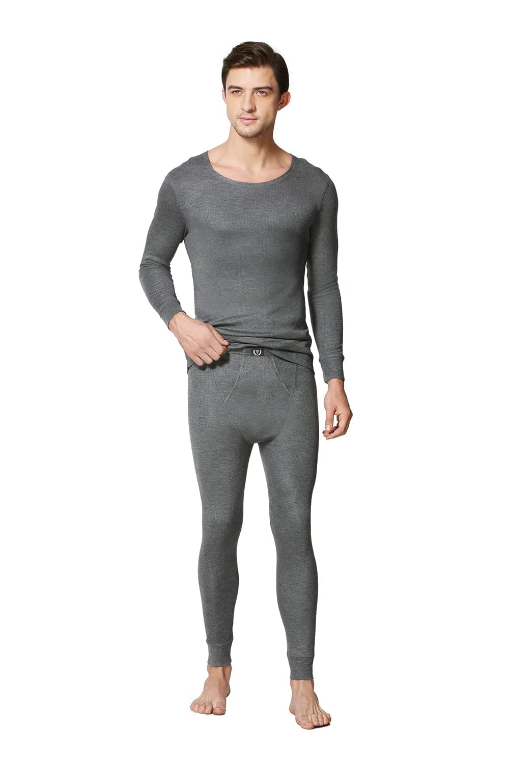 Van Heusen Men Thermal Bottom - Micro Acrylic Viscose - Warmtech, Extra Warm, Elasticized Waistband_71035_Grey Melange_L