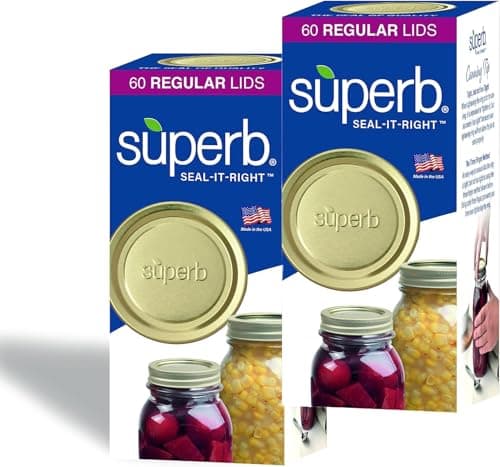 Superb Sealing Solutions Canning Lids Mason Jar Regular Mouth Lid Toppers Fit Ball and Kerr Jars 275 inch Food Grade with Thick Seals USA Made 120 Count