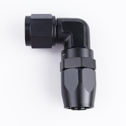AC PERFORMANCE Black 90 Degree Swivel Elbow Aluminum Low Profile Forged Female -16 AN 1-5/16 x 12 Thread to AN16 Hose End Fitting Adapter for Braided Line