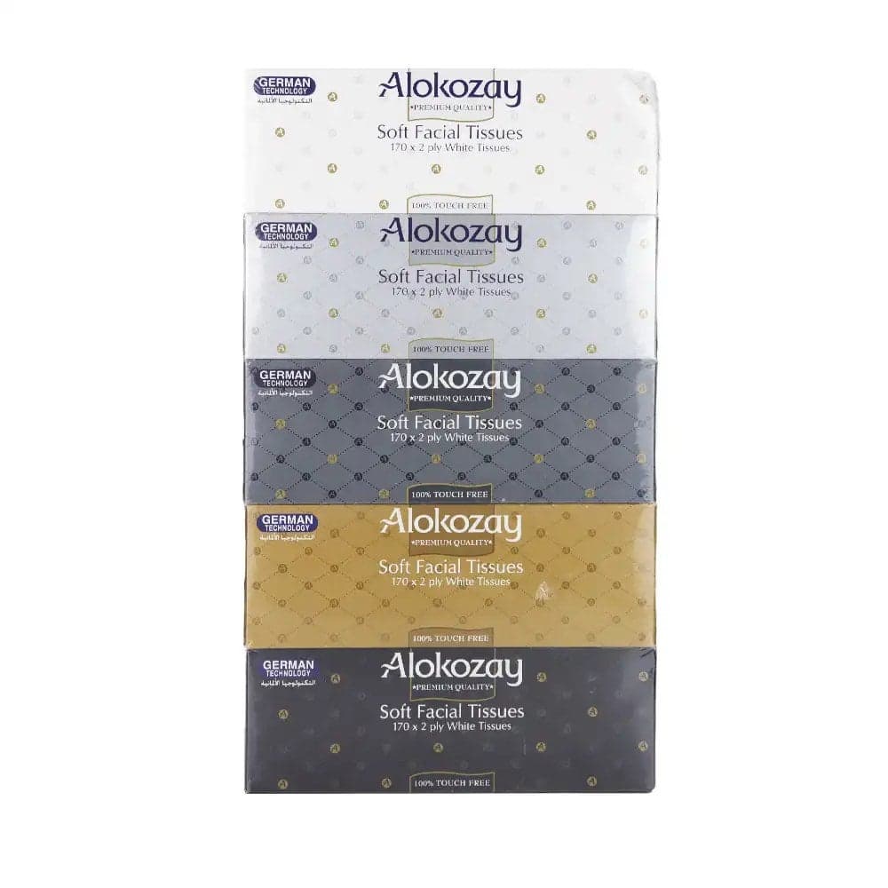 Alokozay Soft Facial Tissue 170X2 Ply White Tissue- 5pcs