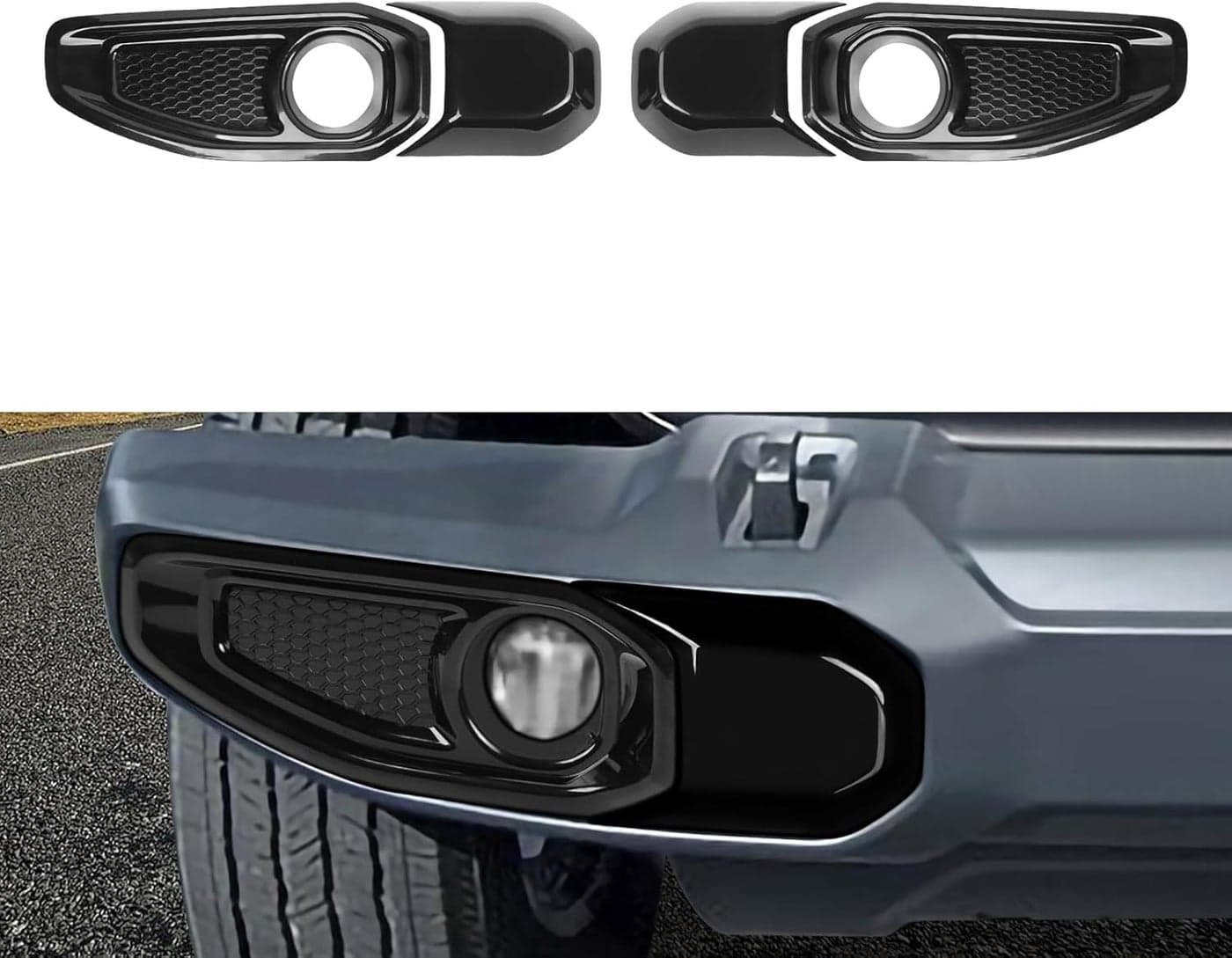 RAZPOY Fog Light Covers & Front Bumper Anti-Collision Block Trim for Jeep Wrangler JL JLU & Gladiator JT 2018-2023, Black