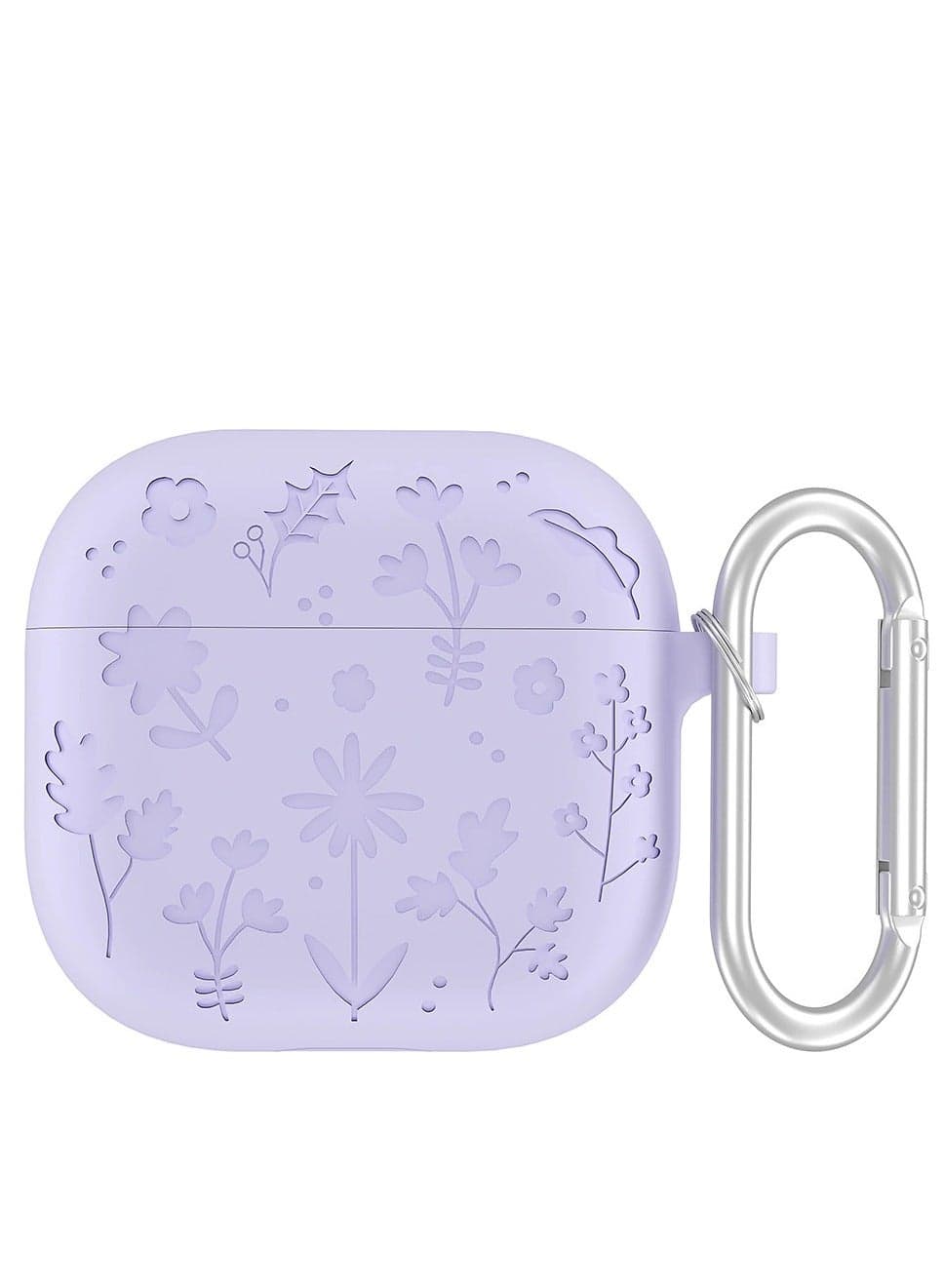 AirPods 4 Case, Engraved AirPods 4th Generation Case, Soft Silicone Skin Protective Case for Women Men with Keychain for Airpods 4 2024, Flower Purple