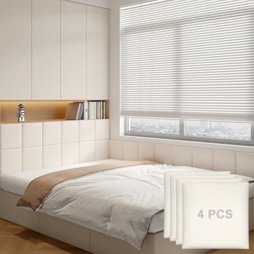 Yutianli 3D Anti-Collision Wall Padding for Kids Peel and Stick Headboard Wall Panels Pack of 4 Sized 11.8"x 11.8" White Self-Adhesive Panels for Playroom Bedroom Upholstered Wall