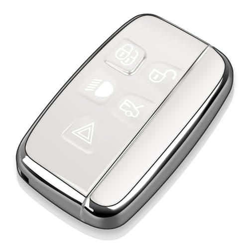 Tukellen for Land Rover Key Fob Cover Soft TPU Full Protection Key Shell Key Case Compatible with Land Rover LR4 Range Rover Sport Evoque Jaguar XF XJ XJL F-pace (White)
