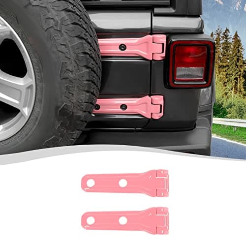 SQQP Tailgate Hinge CoverSpare Tire Rear Door Bracket Cover Fit for 20182025 Jeep Wrangler JL JLU Sport X Sahara Rubicon Pink