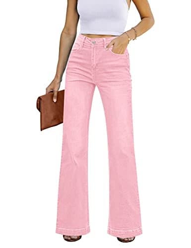 GRAPENT Women's Work Pants for Women Office Womens High Waisted Jeans for Women Stretch Bootcut 70s Clothes Women's Baggy Jeans Western Womens Color Rose Shadow Medium Size 8 Size 10