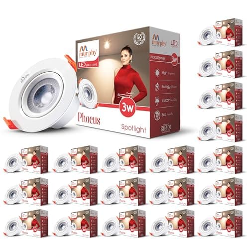 Murphy 3W PHOCUS LED Spot Round Panel Light with 2-Year Warranty | Ceiling Downlight for Concealed & Junction Box Fitting | WarmWhite | BIS Approved | Flicker-Free | Pack of 20