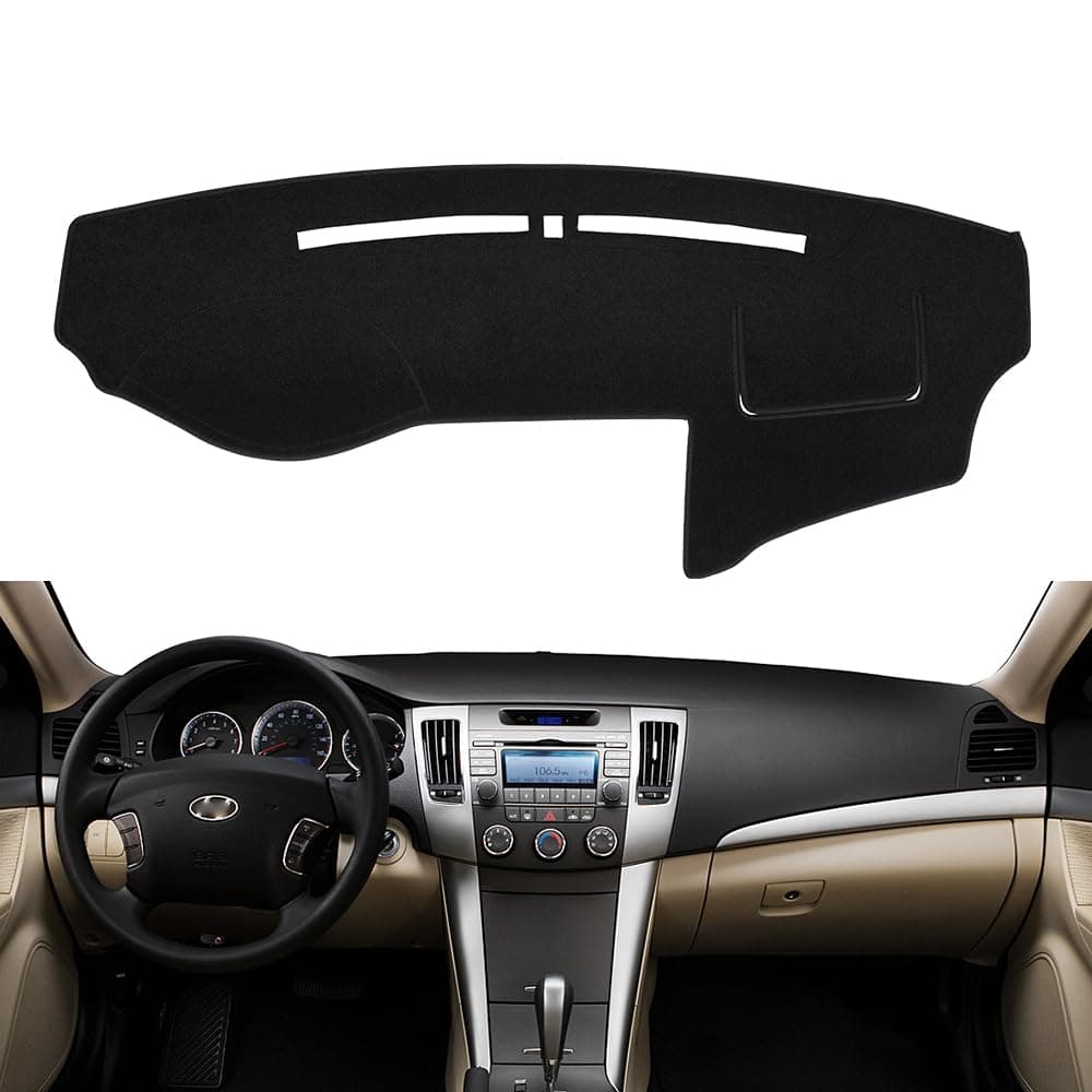 BLIBLIUNIT Dash Cover Mat Custom Fit for Hyundai Sonata 2009 2010 with Cutout for Sensor Dashboard Cover Pad Protector 0910 Black