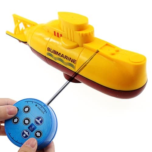 Tipmant Mini RC Submarine Toy Remote Control Boat Underwater Electric Diving Water Fish Tank Kids Birthday Gift Yellow