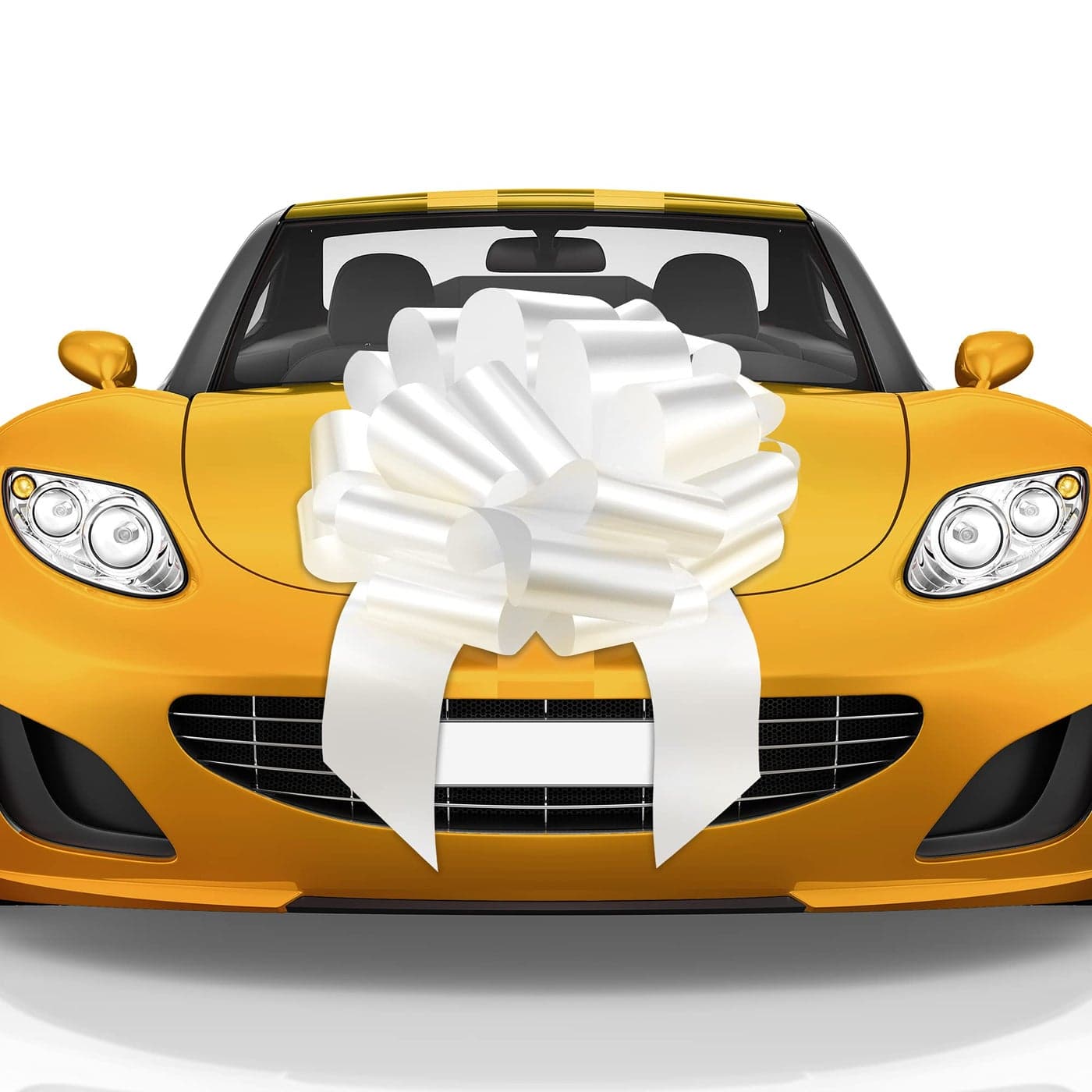 Mata1USA Huge Car Bow Glossy White 18 Inch Big Gift Wrapping Bow for Large Gift Decoration Giant Size for Indoor Outdoor Use 20 Loops 4 Stickers