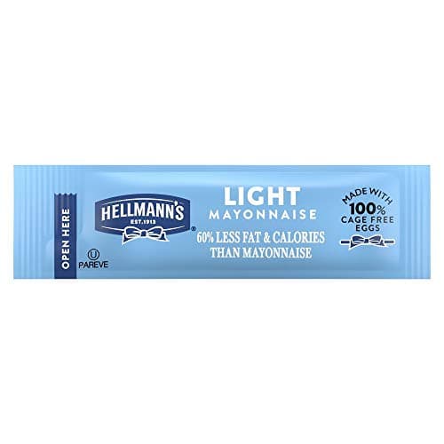 Hellmann's Light Mayonnaise Stick Packets Easy Open, Condiment for Sandwiches, Salads, Mayo Made with 100% Cage Free Eggs, Gluten Free, 0.38 oz, Pack of 210