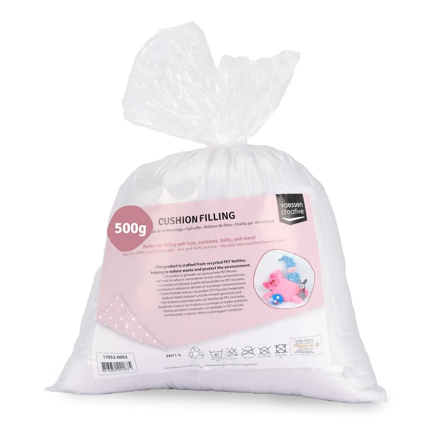 Vaessen Creative Fluffy Soft Polyester Filling for Plush Toys Pillows and Craft Projects White 500g Packaging may vary