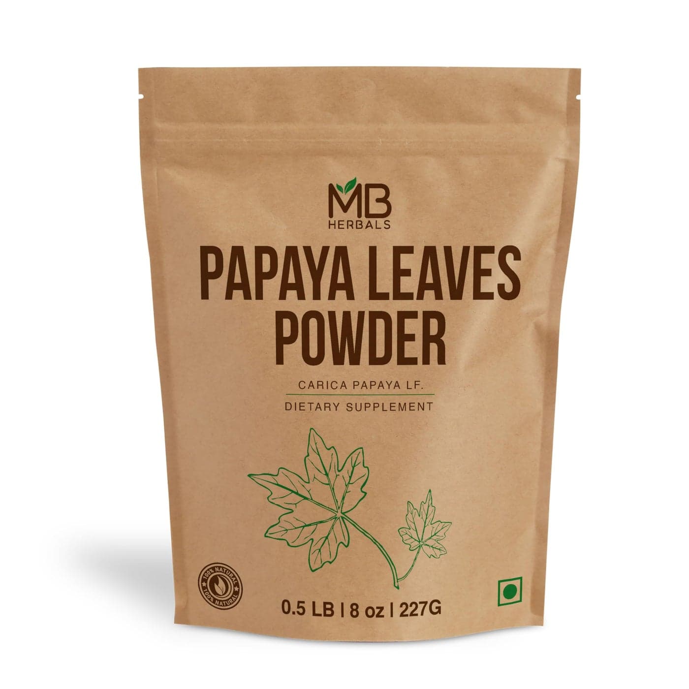 MB Herbals Papaya Leaf Powder 8 oz 05 lb for Papaya Leaf Tea and Supplement Carica Papaya Papaya Leaves Powder Hair Skin Care No Preservatives