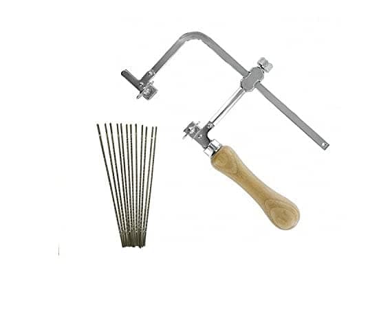Sahni Tools Adjustable Steel Hand Saw Frame Coping with 144 Piece Blades 75mm Inner Height For Gold and Silver and Other Art n Craft Use Jewelers Saw Frame Handpowered