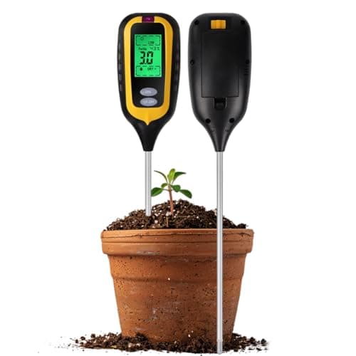 Serplex® Soil Moisture Meter 6 in 1 Digital Tester for PH/Light/Temp/Moisture/Fertility/Air Humidity, for Flowers and Potted Plants, Outdoors, Clear LCD Display, 9V Powered (Battery Not Included)