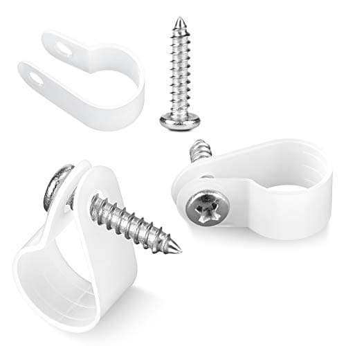Temoyj 100 Pack 1/2 Inch Cable Clips, Rope Light P-Style Mounting Clips with Compatible Stainless Steel Pan Head Phillips Screws