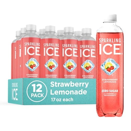Sparkling Ice Strawberry Lemonade Sparkling Water Zero Sugar Flavored Water with Vitamins and Antioxidants Low Calorie Beverage 17 fl oz Bottles Pack of 12