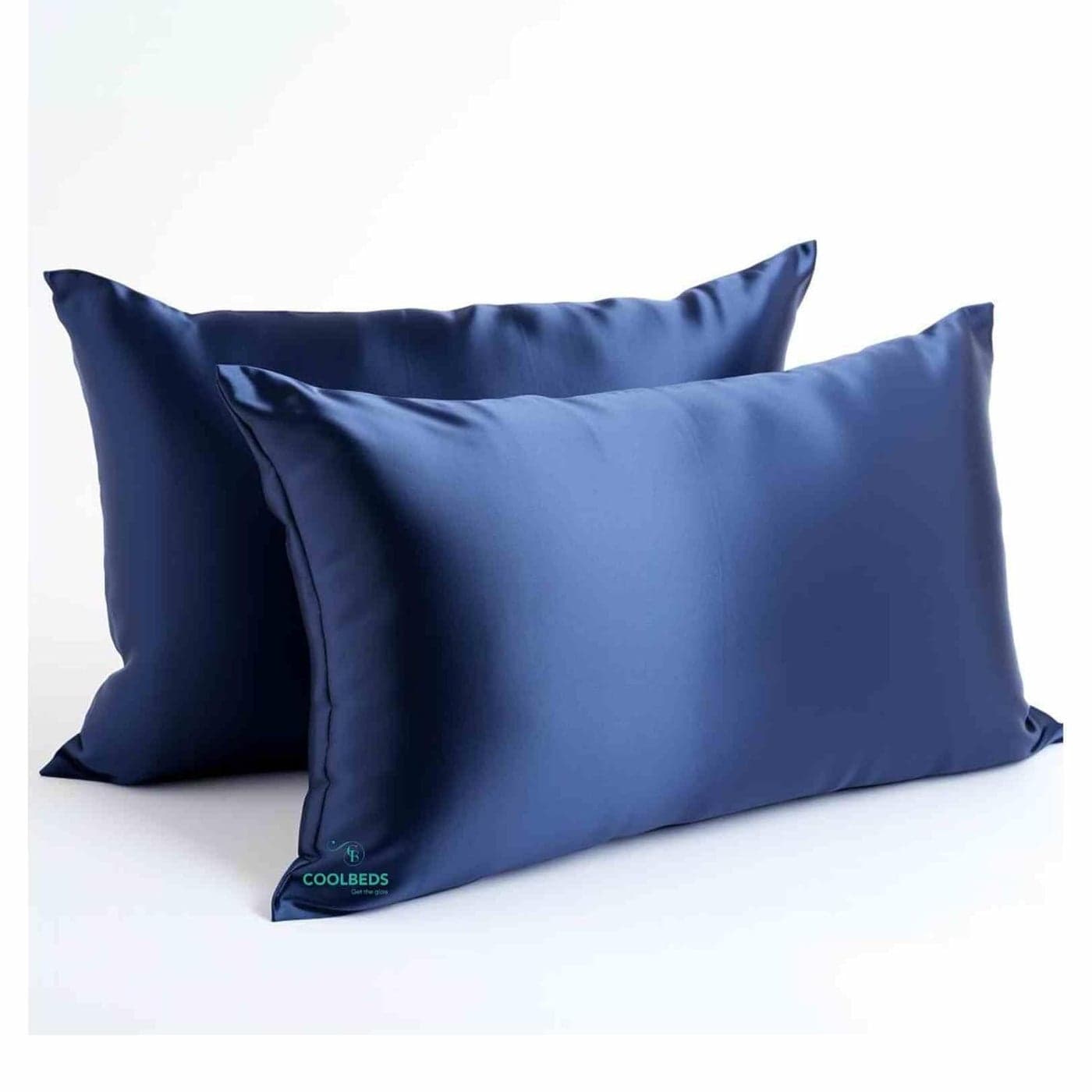 COOLBEDS Satin Pillow Covers for Hair | Silk Pillow Case for Hair & Skin | Satin Silk Pillow Cover Set of 2 | 3 Scrunchies for Women | Satin Pillow Case Envelope Closure, 400TC (Navy Blue)