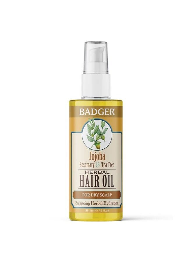 Organic Jojoba Hair Oil & Dry Scalp Treatment, Soothing & Moisturizing Itchy Dry Scalp Oil, Rosemary Hair Oil, Organic Jojoba Oil Hair & Scalp Moisturizer, 2 fl oz Glass Bottle