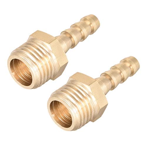 uxcell Brass Fitting Connector Metric M14-1.5 Male to Barb Fit Hose ID 6mm 2pcs