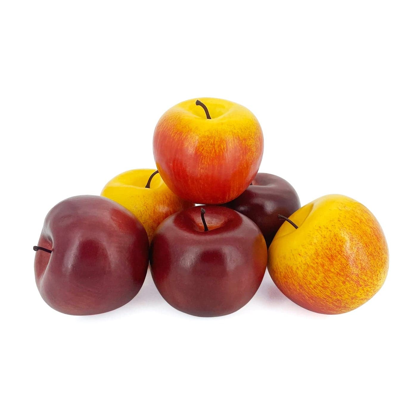 Lorigun 6 Pcs Artificial Apples Fake Fruits Apples for Decoration Realistic Artificial Fruits Lifelike Red Apples Faux Fruits for Kitchen Display Prop Fruits