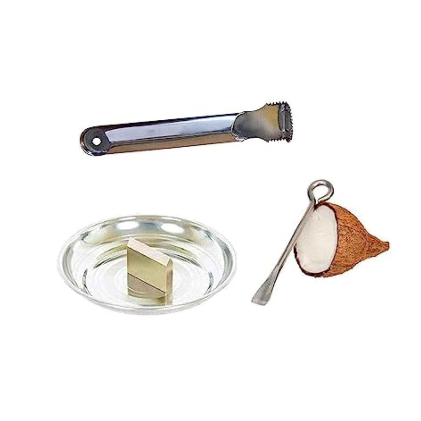 SBA PRIME Stainless Steel Coconut Breaker with Hand Scraper Coconut Opener Pcs of 3