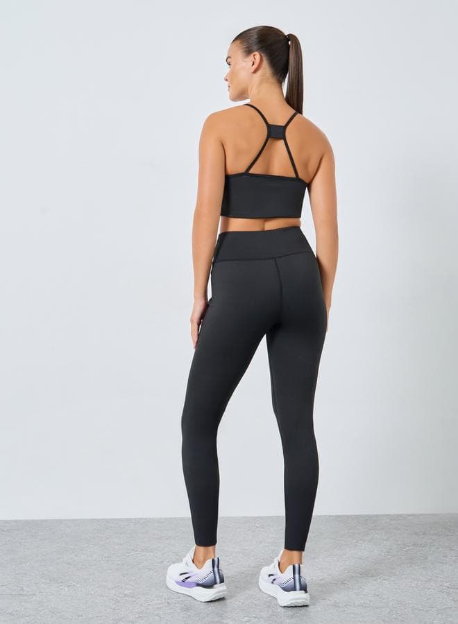 Stitch Detail Racerback Effect Sports Bra and Leggings Set