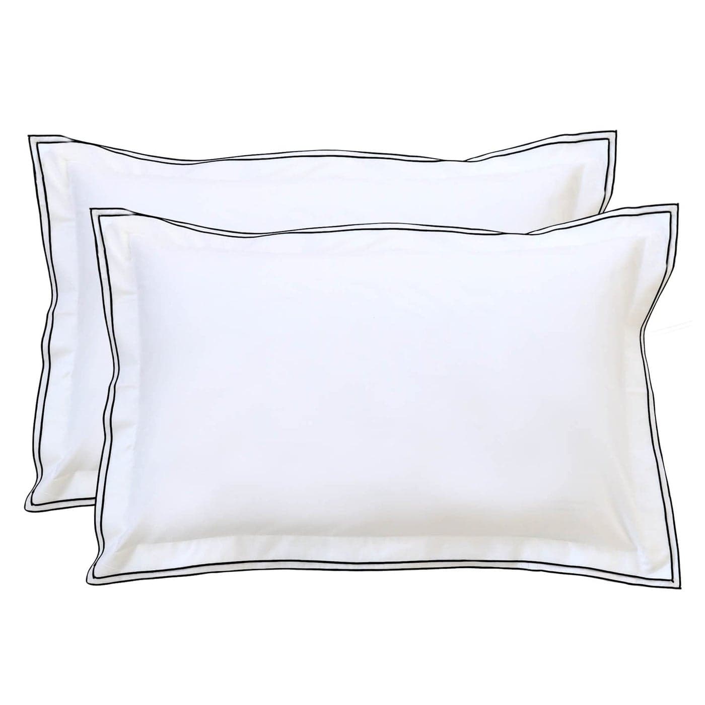 RANZNAZ Set of 2 Elegant Embroidery Pillowcases Queen Size 100 Cotton White Good Feeling Shams Elegant Trims Softer and Breathable Pillow Covers 20x30 inches