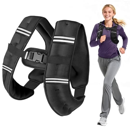 Wolliwa Weighted Vest for Woman Men6lb8lb10lb12lb16lb20Lb25lb30lb Weight Vest Reflective Stripe with Adjustable Strap Pocket Running Vest Workout Strength Training Walking Black 7lb