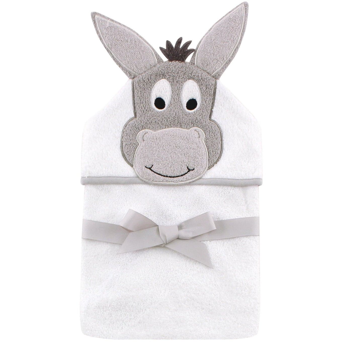 Hudson Baby Unisex Baby Cotton Animal Face Hooded Towel Happy Donkey One Size