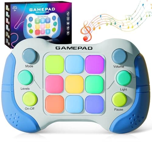 Christmas Fast Push Game Fidget Toys Handle Upgraded Flashing Quick Press Games Pro for Kids Speed Push Light Up Fidget Game Educational Handheld Console Gamepad Toy for Boys Girls Blue