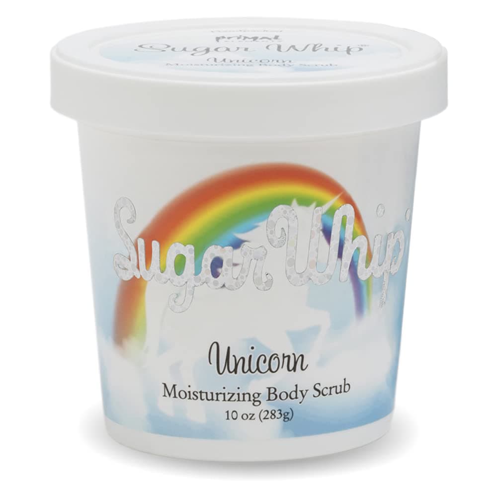 Primal Elements Sugar Scrub Exfoliating Sugar Whip Body Cleanser Moisturizer Unicorn 10 oz Package