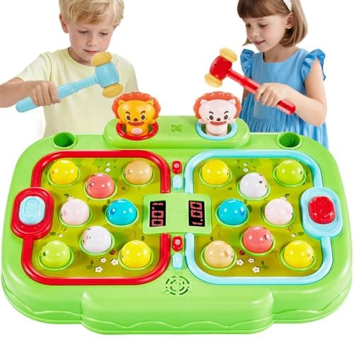 YOHOOLYO Whack A Mole Game for Toddlers Interactive Pounding Toy for 3 Year Old Boys and Girls Educational Whack Mole Game for Kids with Sound and Light Gifts for Ages 3 2 Hammers 5 Modes