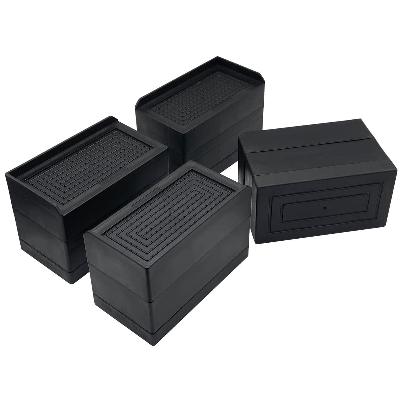 JONHWI Bed Risers Furniture Raise Blocks 3 inch Stilts Heavy Duty for Bed Couch Desk Sofa Table Lifts Furniture Legs Lifters Support up to 1300 Lbs Black 4 Pack Set