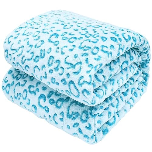 Fleece Blanket Sky Blue Throw Blanket Soft Cozy Fuzzy Toddler Blankets Cyan Blue Gifts Decor Stuff for Kids Girls Boys Women