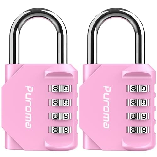 Puroma 2 Pack Combination Lock for Locker 4 Digit Outdoor Waterproof Padlock for School, Gym, Sports, Fence, Toolbox, Gate, Case, Outdoor, Hasp Storage (Pink)
