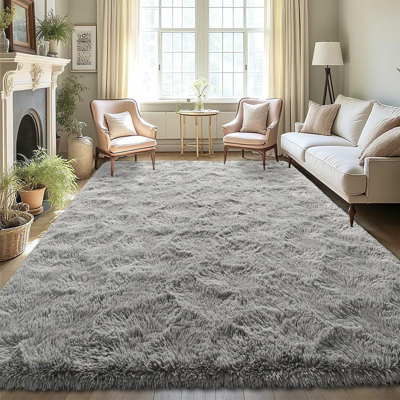 LOCHAS Ultra Soft Indoor Modern Area Rugs Fluffy Living Room Carpets for Children Bedroom Home Decor Nursery Rug 3x5 Feet Grey