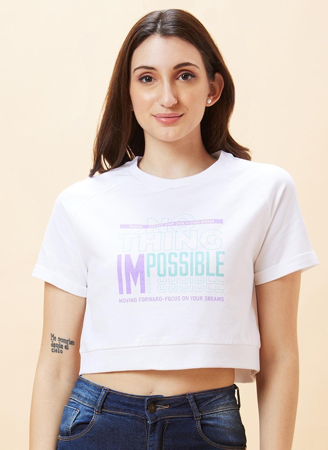 Globus Women Typography Printed Cotton Boxy Top