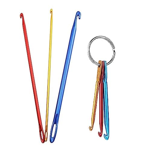 Zuoyou Crochet Hook Kit with Mini Keychain Crochet Hook Aluminum Tunisian Afghan Crochet Knitting Needle with Eye