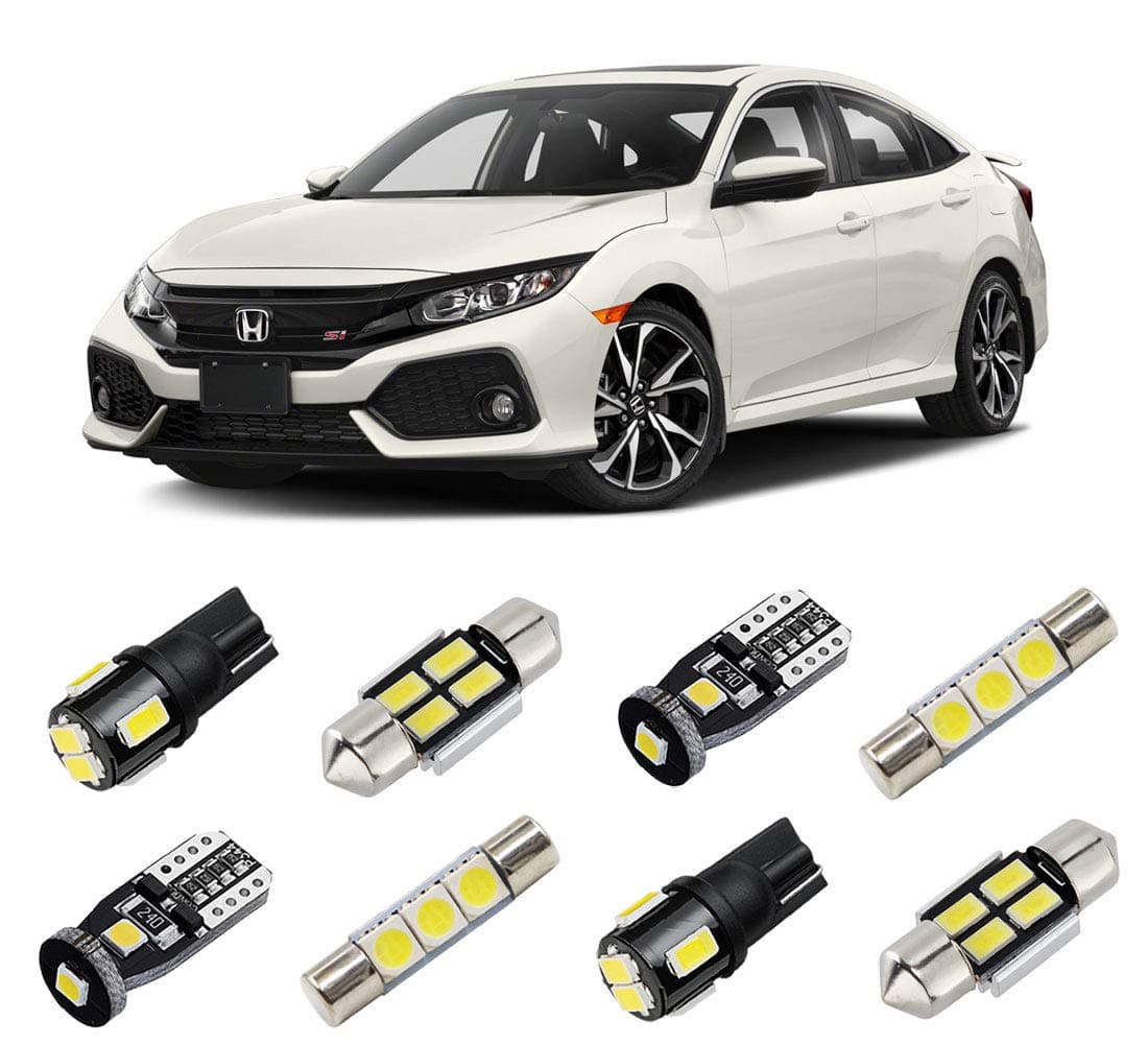 BRISHINE White Interior LED Lights Kit for Honda Civic 2016 2017 2018 2019 2020 2021 Super Bright 6000K Interior LED Light Bulbs Package and Install Tool