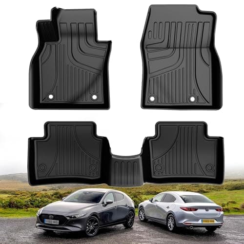 Original Floor Mats for 2019-2026 Mazda 3 All Models - Custom Fit TPE Floor Liners - All Weather Car Mats for Mazda 3 Accessories 1st & 2nd Row Heavy Duty Protection Floor Mat